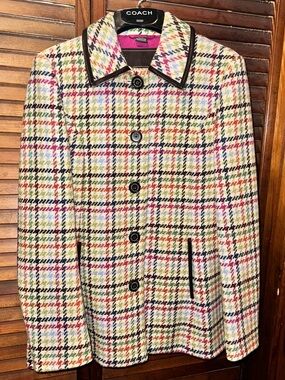 Vintage Coach Hampton Tattersall Plaid Wool Coat